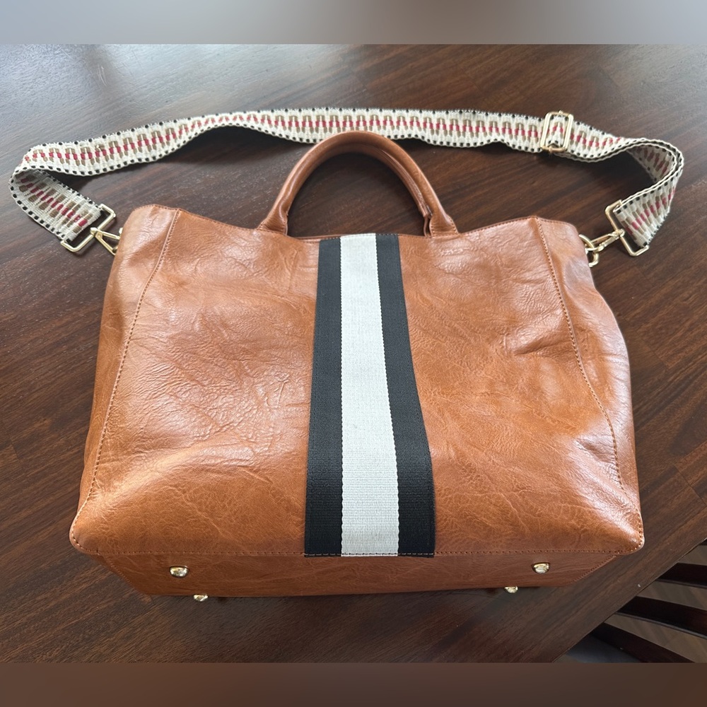 Social Threads x The Motherchic Striped Tote (Large) with Embroidered Bag Strap